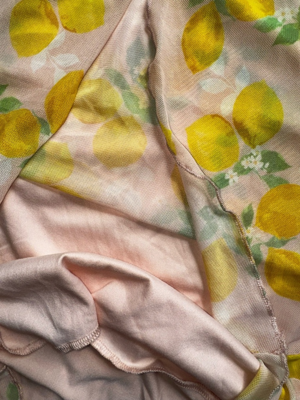 SEE YOU MONDAY Pink Cowl-Neck Midi Slip Dress with Yellow Lemon Print Sz Medium - Picture 6 of 11